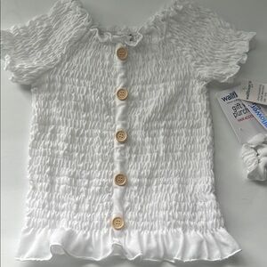 White Ruffled Kids Top by Wallflower